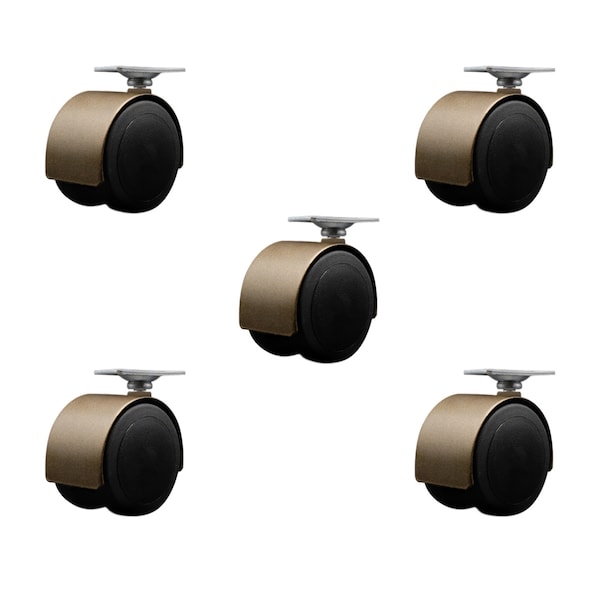 2-3/8'' Floor Safe Antique Hooded Twin Wheel Caster Top Plate, 5PK